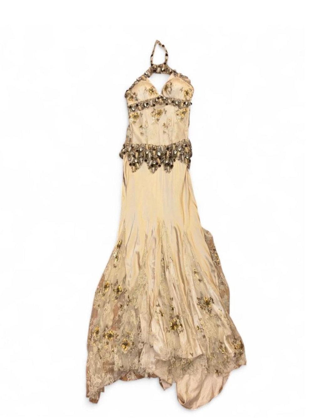 Femme Vintage Beaded Silk Mermaid Maxi Dress Size 2